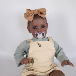 NPK 24 ''pintura a mano de piel oscura con muñecas Genesis Bebe Reborn Maggie bebé niña tacto suave muñeca artística coleccionable
