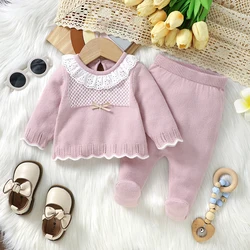 Conjunto pelele de punto para bebé 0-9 meses – Manga larga
