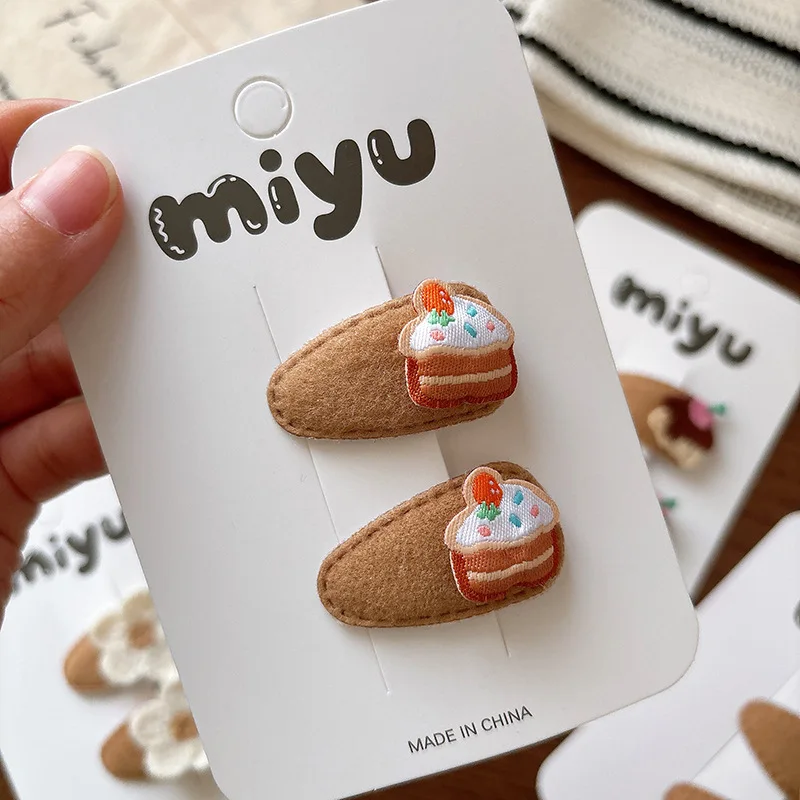 2 unids/set de pinzas para el pelo de bebé de café lechoso, pasadores BB con forma de gota pequeña, pinzas para flequillo con flecos de dibujos animados florales bonitos para niños pequeños