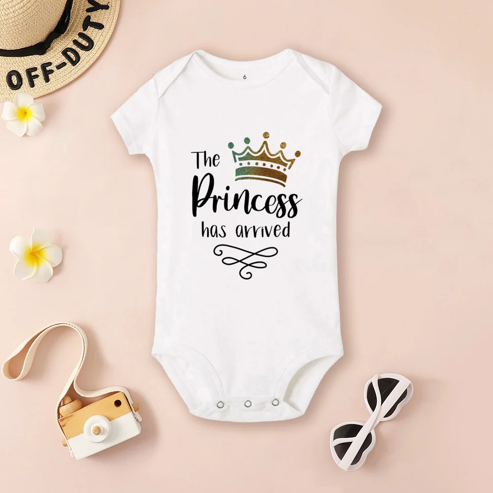 La princesa ha llegado, Body para bebé, ropa de manga corta para niñas, pelele para recién nacidos, mono con estampado de corona, regalos de ducha infantil - imagen 5