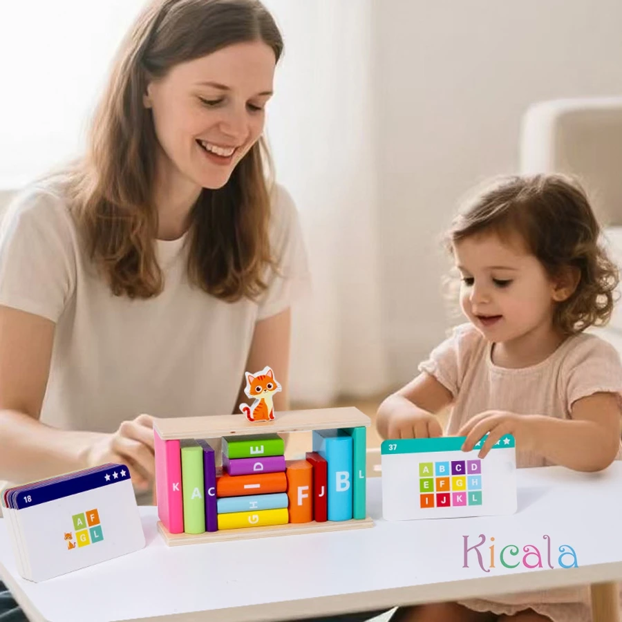 Juego de juguetes de bloques de construcción del alfabeto del gatito, aprendizaje temprano de letras y habilidades espaciales para niños pequeños, regalo de Navidad - imagen 2
