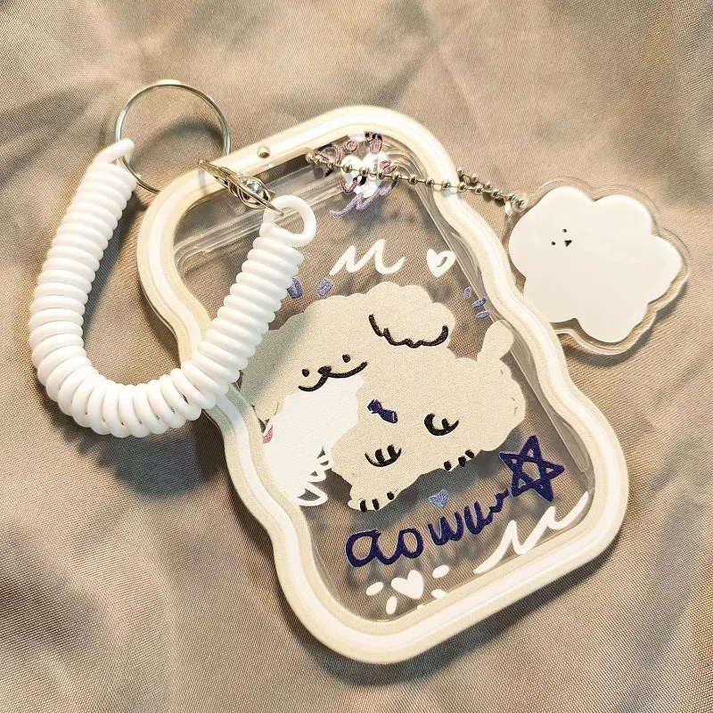 Portatarjetas de fotos Kawaii para gato, fundas protectoras para sesión fotográfica de ídolo de 3 pulgadas, colgante, tarjeta de comida, tarjeta de autobús, 1 ud.