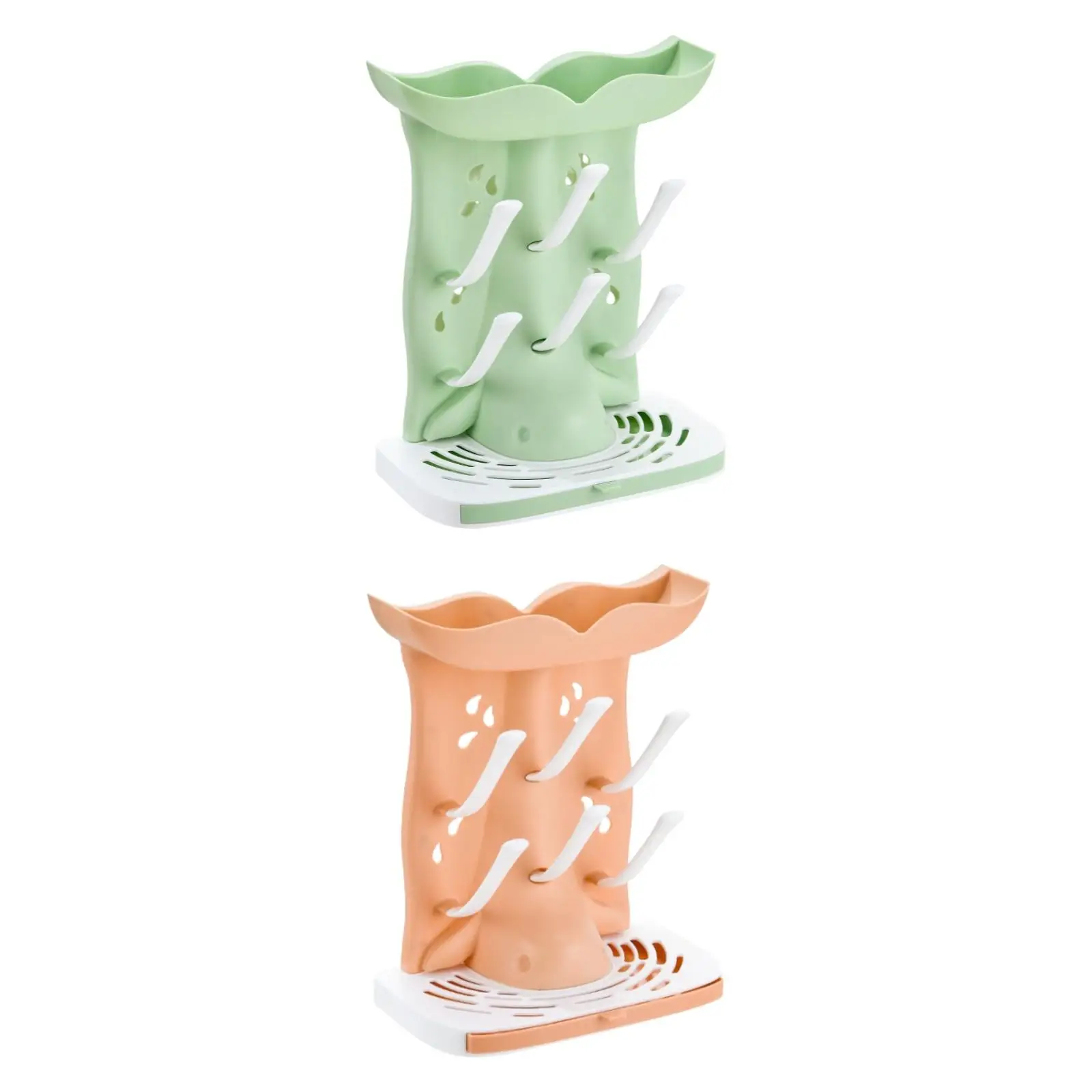 Tendedero para biberones, 6 ganchos, encimera, fácil de limpiar, soporte para pezones multifuncional portátil, accesorios para bebés con bandeja de goteo - imagen 3