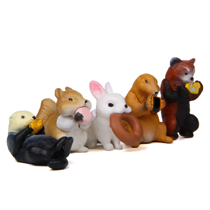 Conejo, ardilla, mapache, nutria, León marino, estatuilla en miniatura, modelo Animal, casa de muñecas para jardín, Mini adorno para el hogar, accesorio de decoración - imagen 5