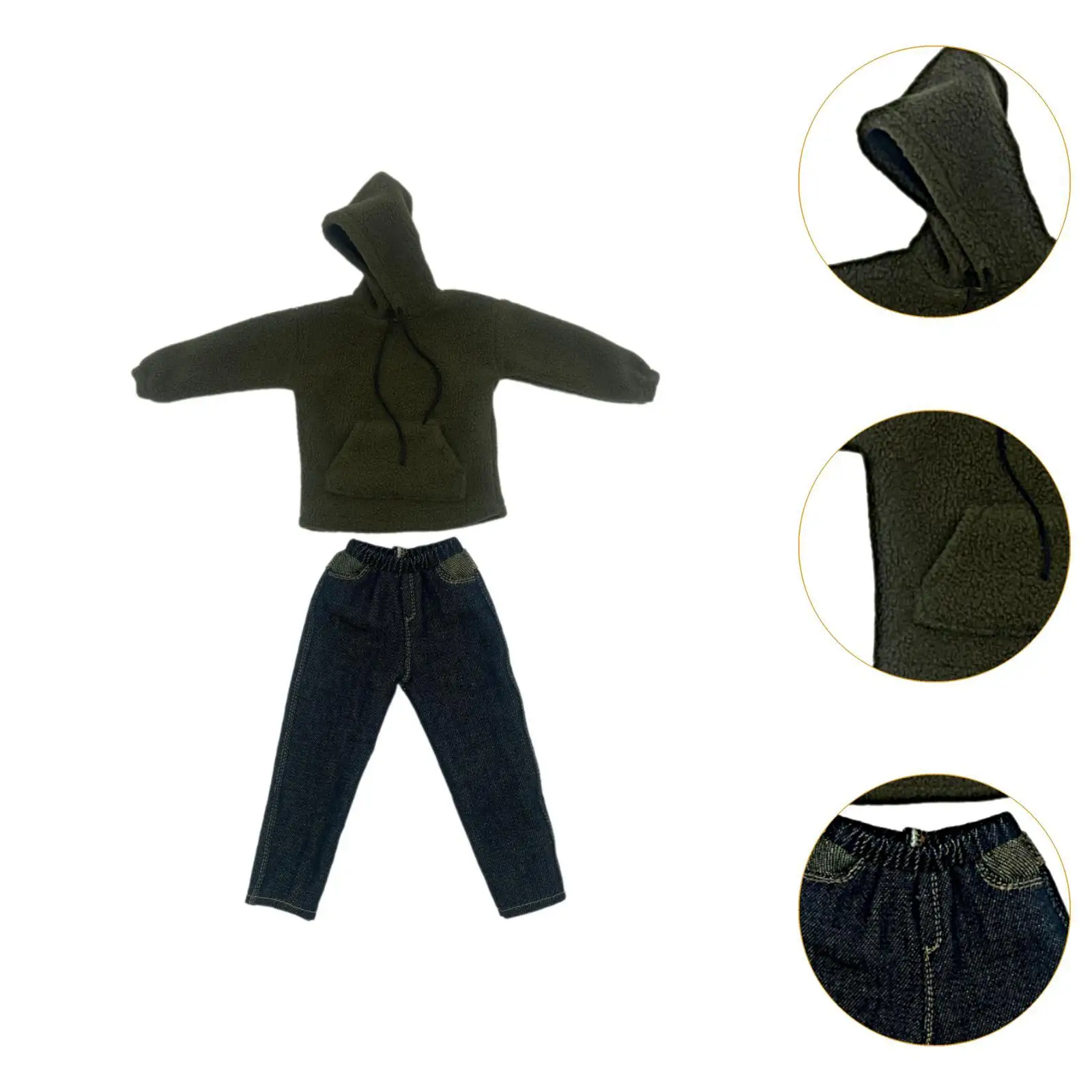 2 Pieces 1:6 Hoodies and Jeans Miniature Clothing Garment Handmade Doll Clothes for 12' Figures Doll Model Dress up Accessories