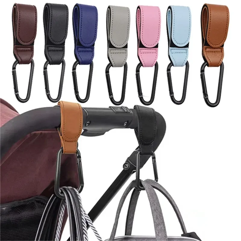 Gancho para cochecito de bebé de cuero PU, organizador de carrito giratorio de 360 grados, accesorios para cochecito, 1/2 Uds. - imagen 4