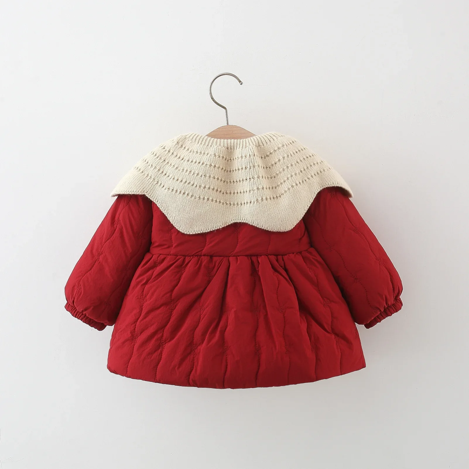 Parkas de invierno para niños de 1 a 4 años, ropa gruesa con forro, chaqueta de piel, forro cálido, Parkas rojas para niñas, traje decorativo con lazo - imagen 2