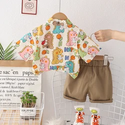 Conjunto verano bebé: camisa dibujos animados y pantalón corto