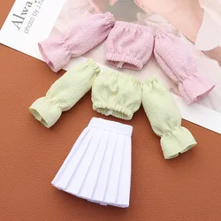 Ropa para muñecas BJD: blusas, camiseta y falda plisada a cuadros