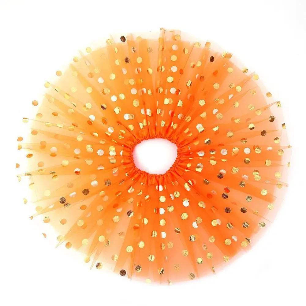 Falda de tutú de arcoíris a la moda para bebé, falda de princesa dorada con lunares de colores, Red de tul, Pettiskirt de baile - imagen 3