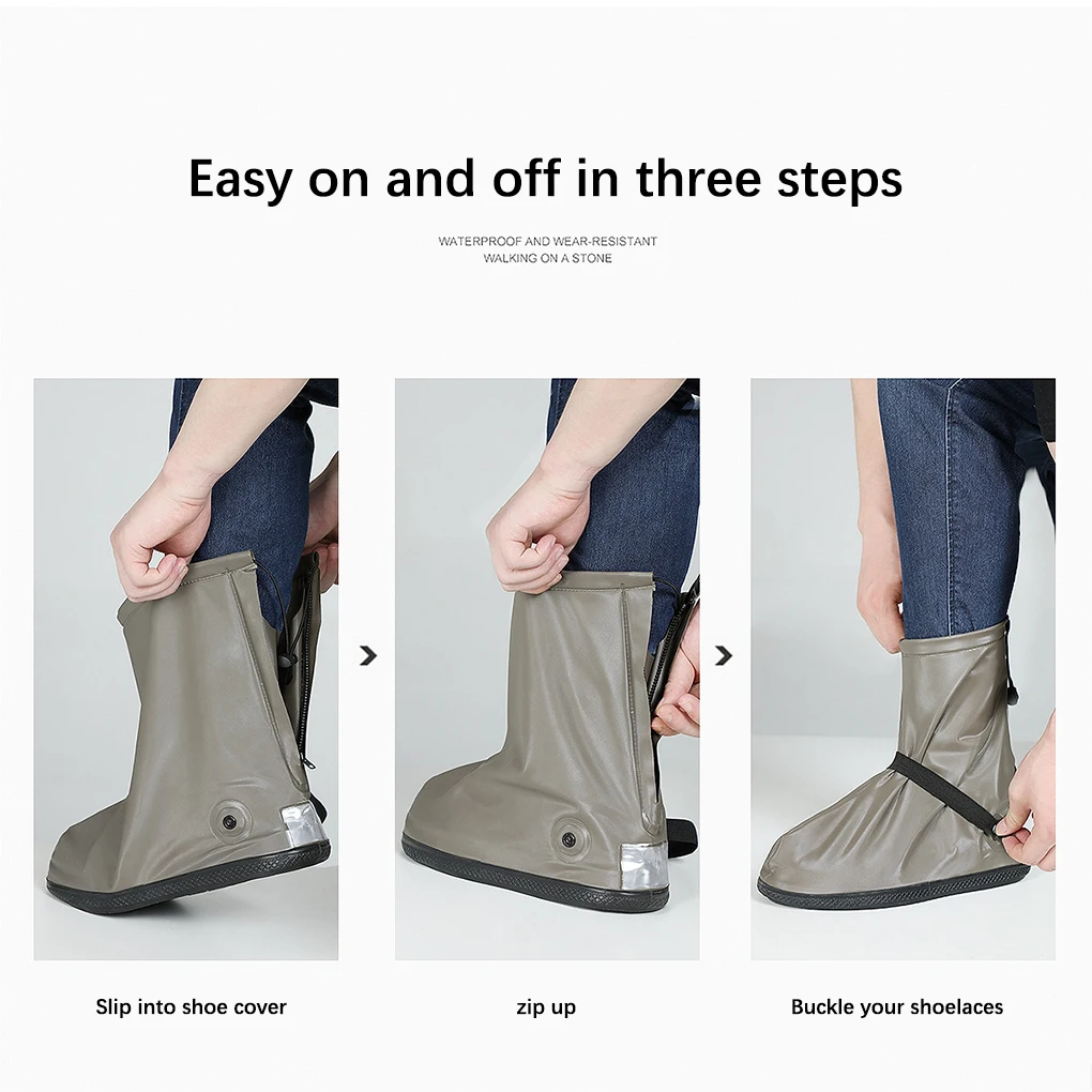 1 par de cubrezapatos impermeables antideslizantes para deportes al aire libre, accesorios protectores para carreras y senderismo, café para mujer S - imagen 4