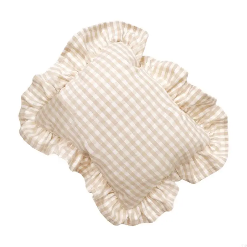 D7YD-almohada pequeña 28x34cm, cojín trasero estilo nórdico para bebés con borde con volantes - imagen 3