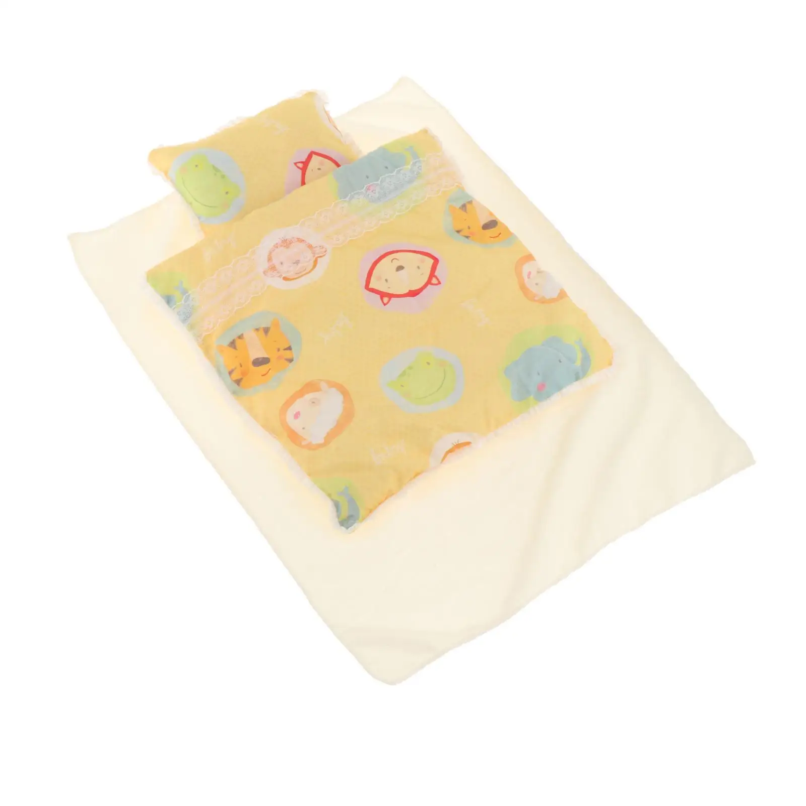 Doll Bedding Accessories Set Pretend Play Include Sheet Quilt Pillow for Doll Bunkbeds