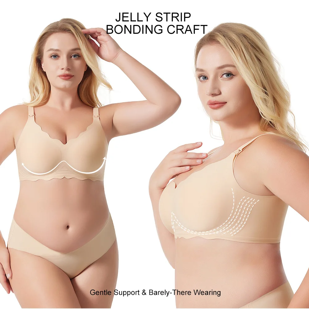 Sujetador de maternidad para lactancia, sujetador de maternidad con estampado ondulado sin costuras, cuidado de nailon inalámbrico, cierre de gancho de copa Sexy, sujetador de lactancia - imagen 2