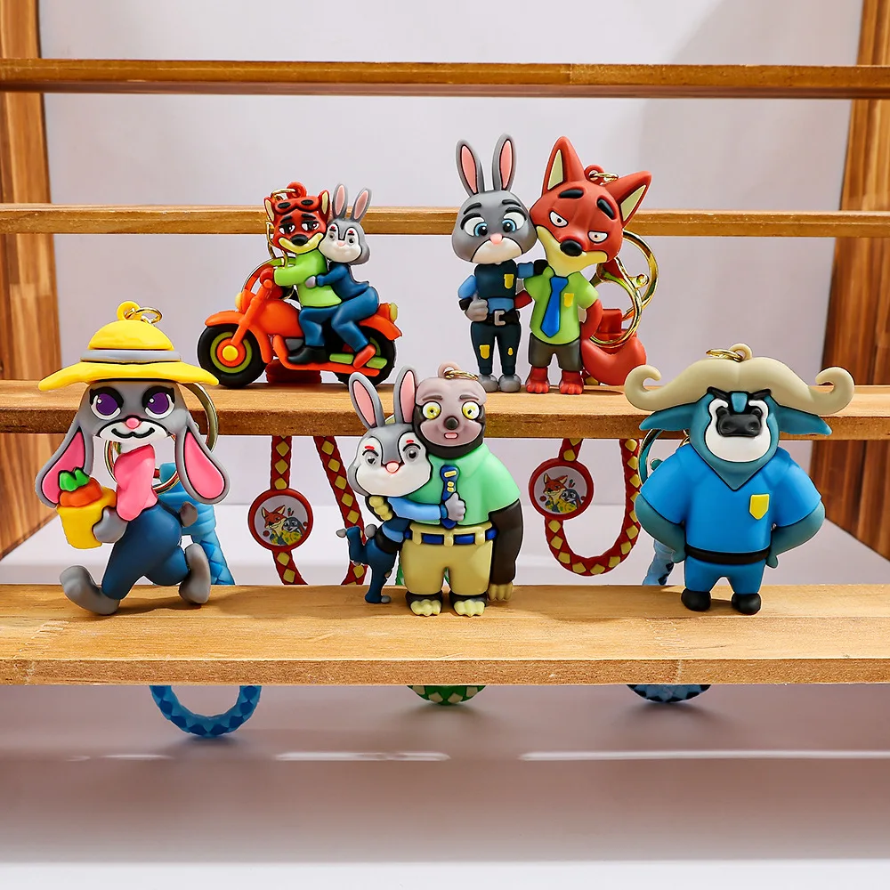 ute Disney Zootopia llavero PVC personaje de dibujos animados Judy Nick jefe Bogo llavero colgante parejas bolsa decoración Festival regalo - imagen 4