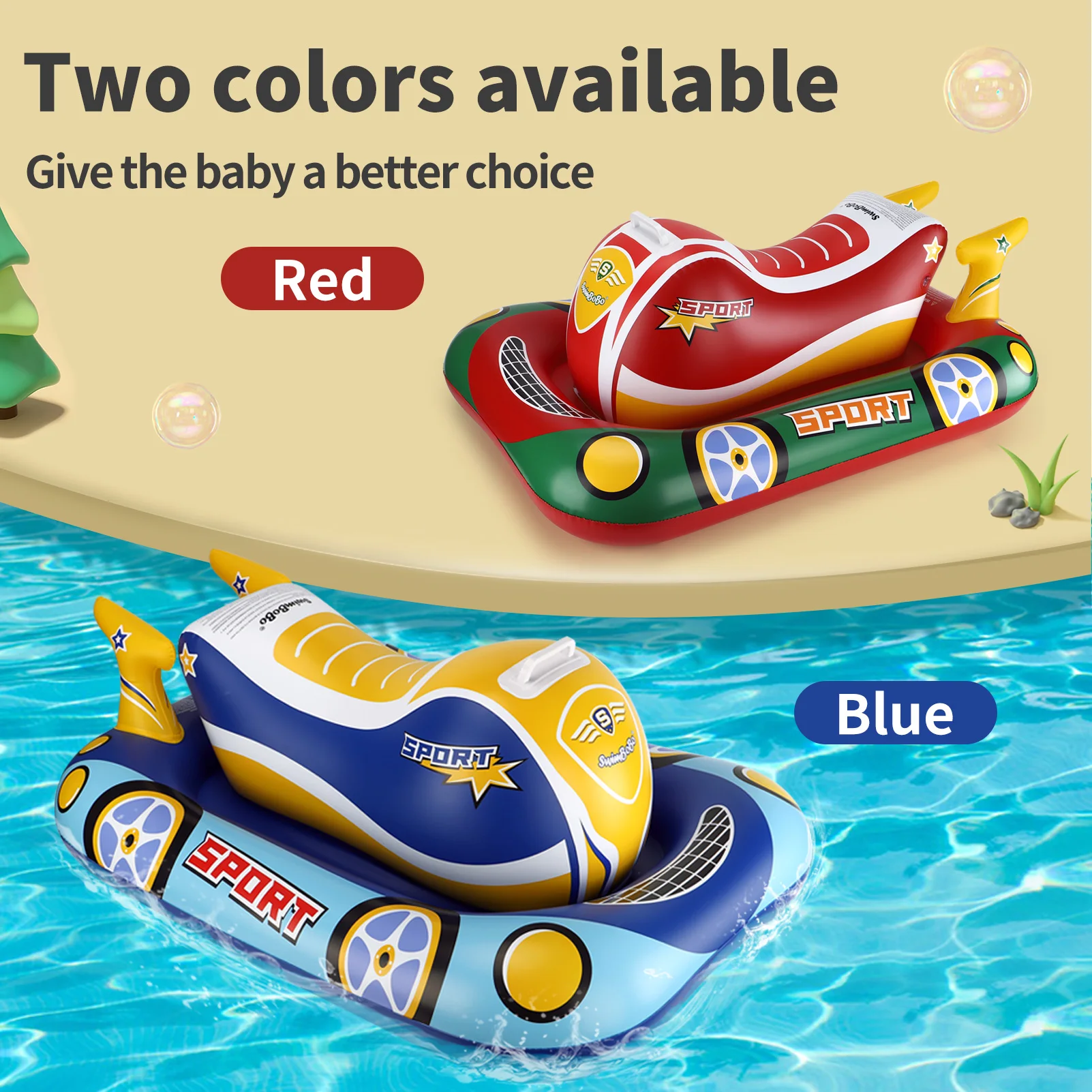 Swimbobo Flotador hinchable lancha motora para bebés y niños - imagen 2