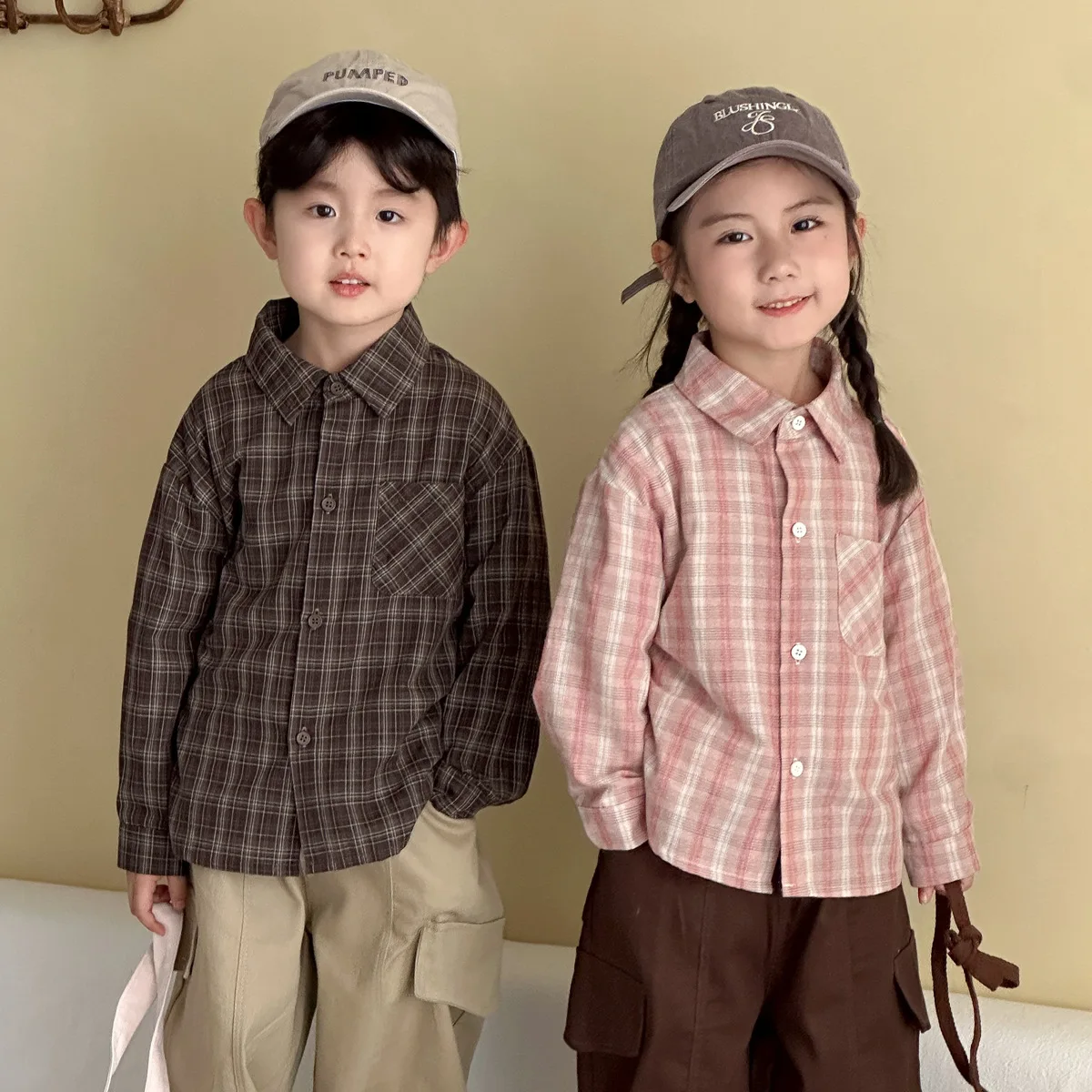 Camisa de manga larga para niños, abrigo de algodón a cuadros, novedad de otoño, cárdigan informal para bebé, camisa para niña