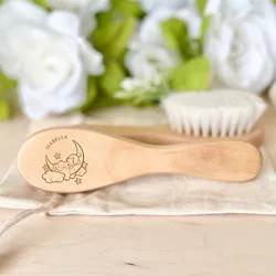 Cepillo de pelo de madera para bebé – Personalizado con nombre para regalo