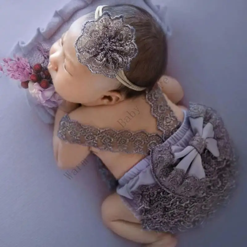 XXFE Vestido de encaje para bebé niña - Sesión de fotos en estudio - imagen 3