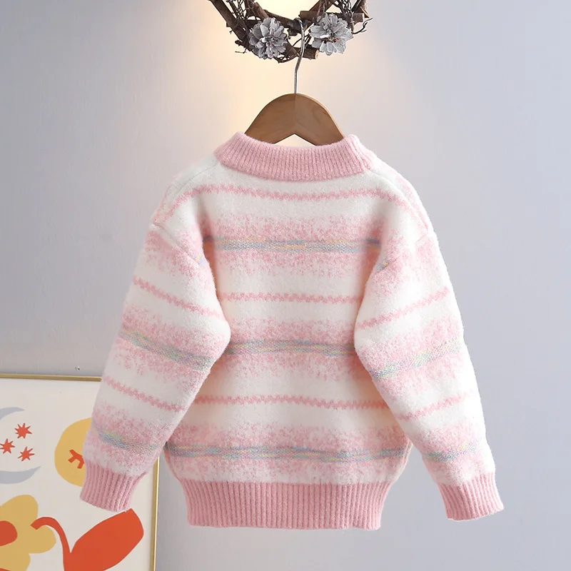 Jersey de punto rayas manga larga para niñas – Cuello redondo - imagen 4