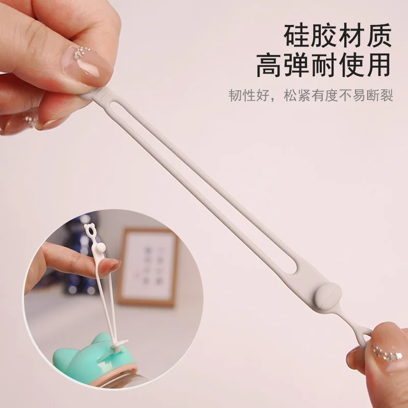 Soporte para bridas de cables de silicona, enrollador de cables Flexible colorido, organizador de cables para almacenamiento de cables de carga de TV, 10 Uds. - imagen 5