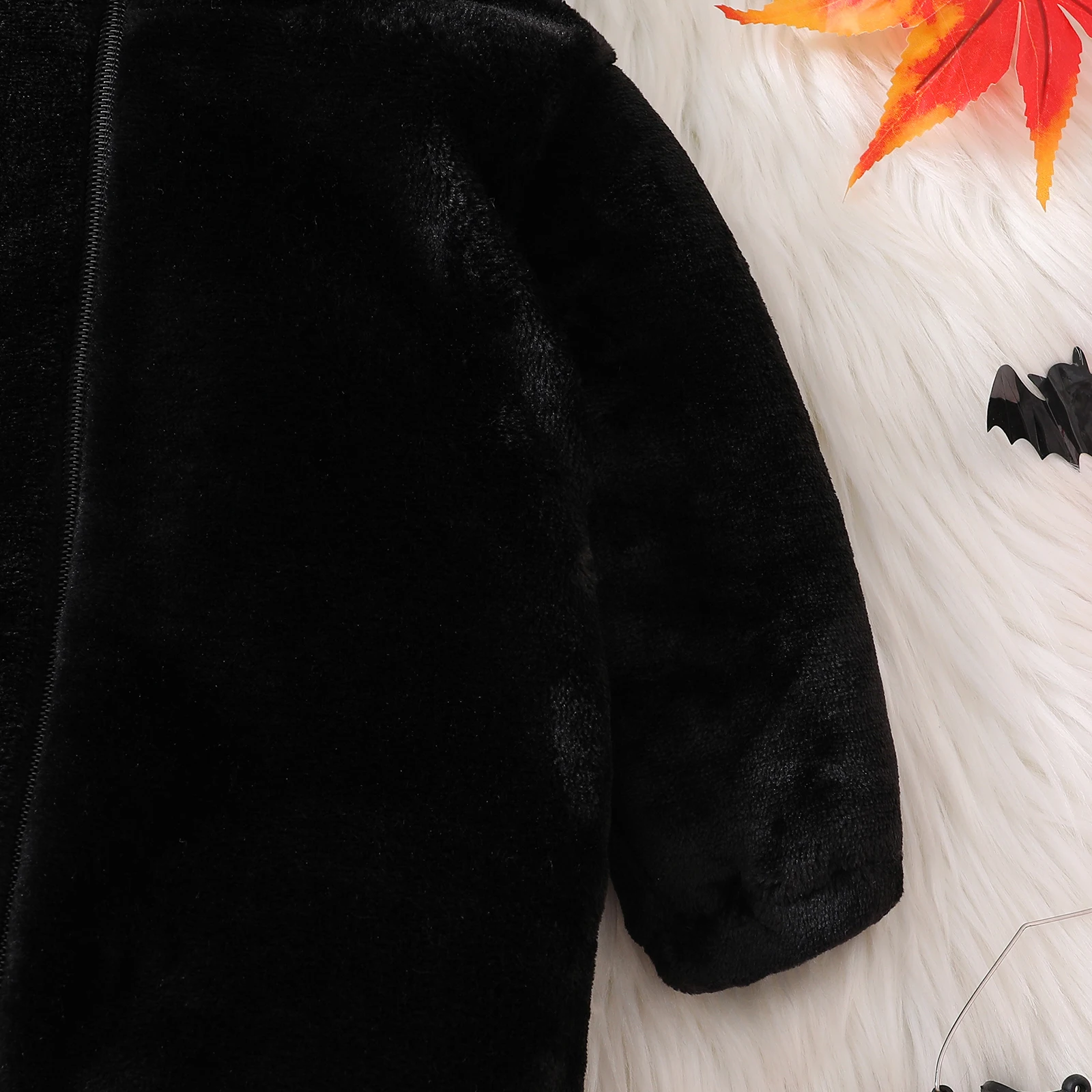 VISgogo Disfraz de Halloween de gato negro para bebé, pelele cálido de invierno con capucha de manga larga, mono infantil cálido y bonito - imagen 5