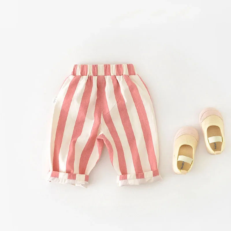 Pantalones de algodón a rayas con bolsillos para bebé otoño - imagen 4