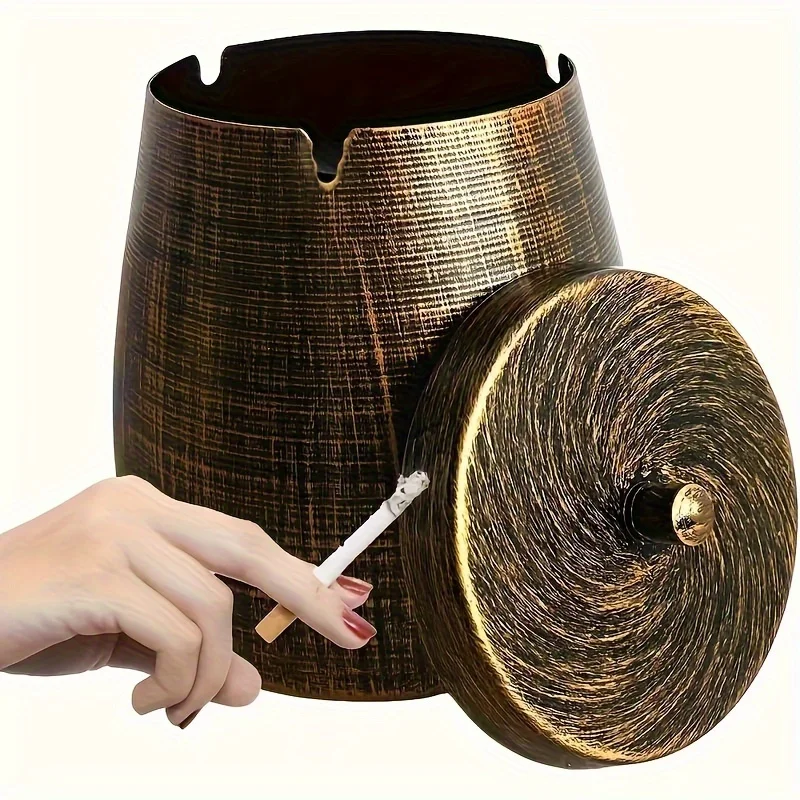 Cenicero metálico exterior con tapa – Resistente al viento e inodoro - imagen 5