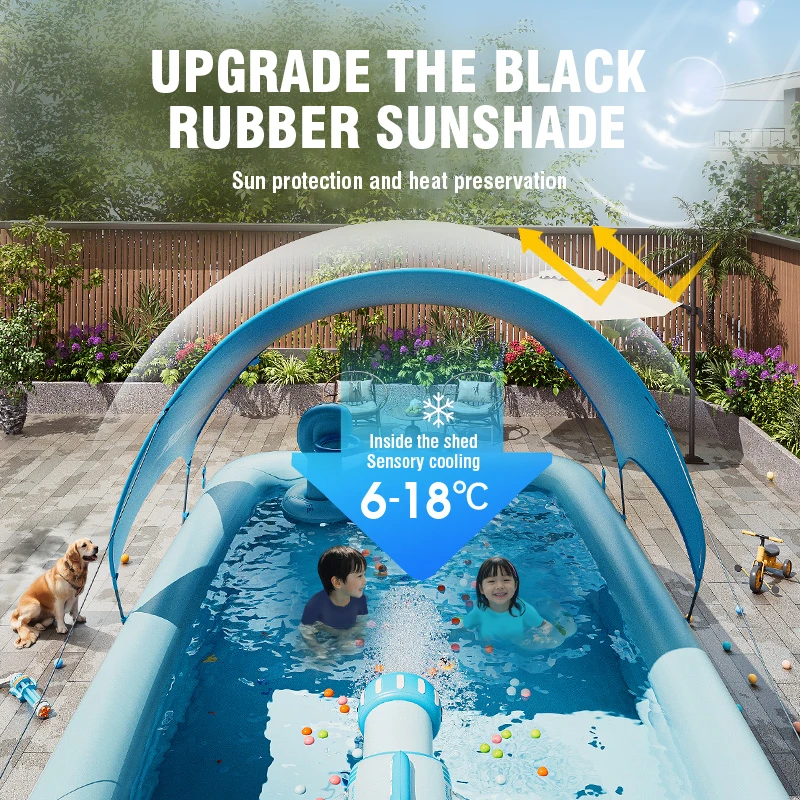Piscina inflable de 1,8-3M con cobertizo, piscinas familiares grandes de PVC, piscina rectangular para niños, Fiesta al aire libre, bañera para niños - imagen 3