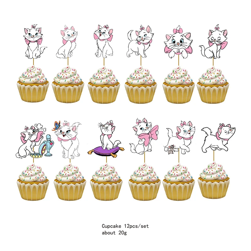 Suministros desechables para fiesta de feliz cumpleaños de niña, plato de taza con globo de aluminio, decoración para Baby Shower, Disney, los AristoCats - imagen 5