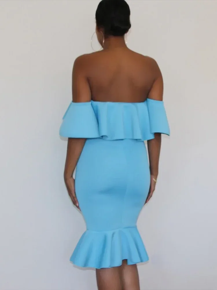 Vestido de maternidad con hombros descubiertos y volantes veraniegos - imagen 2