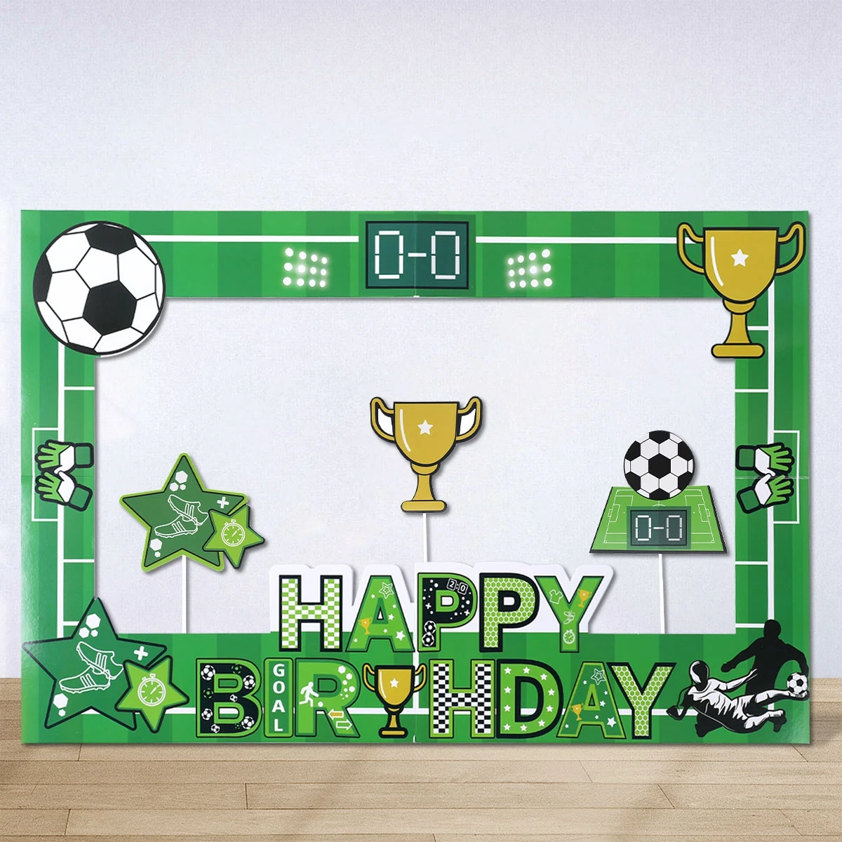 Accesorios para fotos con tema de fútbol, marco para fotomatón con temática de fútbol para fiesta de cumpleaños, decoración para fiesta deportiva de cumpleaños, 1 ud. - imagen 3
