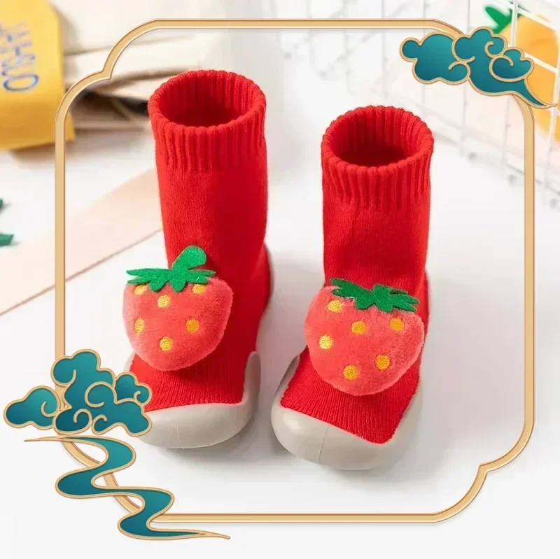 Zapatos bonitos y gruesos de dibujos animados para niños, zapatos antideslizantes de fondo suave para caminar, zapatos de interior para niños pequeños, Otoño Invierno - imagen 5