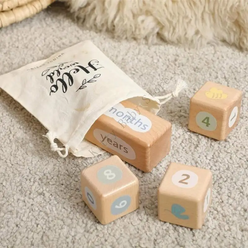 1 Juego de bloques de registro de crecimiento anual mensual de madera Natural para bebés, días de bebé, semanas de crecimiento, registros de memoria, accesorios de potografía - imagen 3