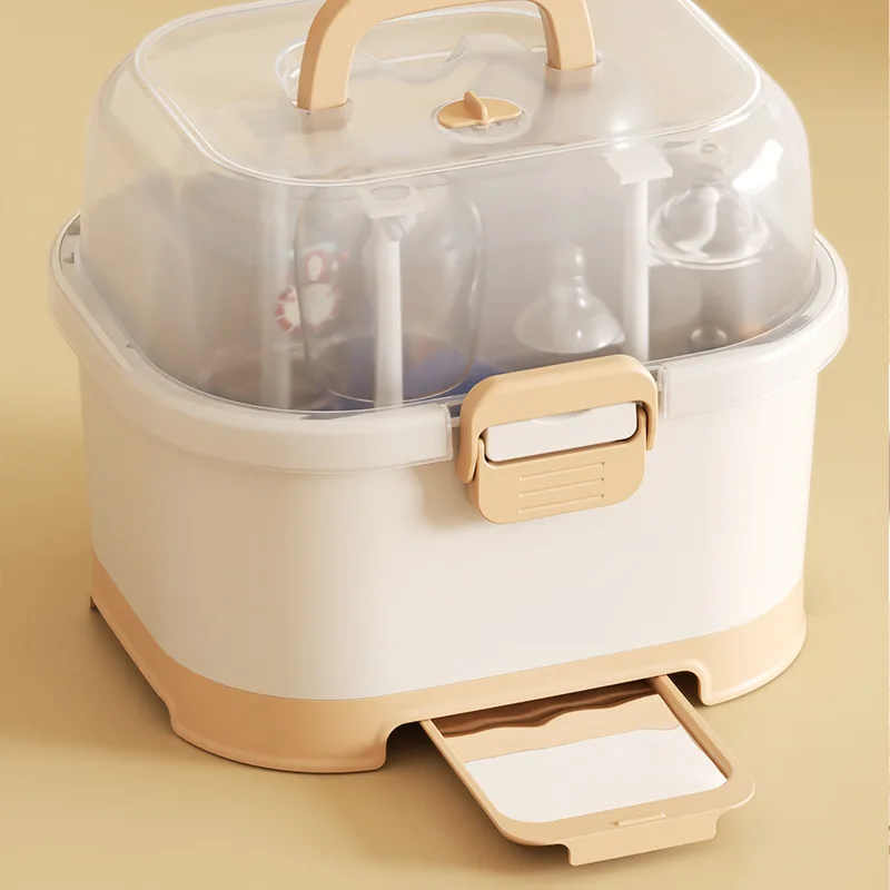 Caja organizadora de biberones, contenedor de almacenamiento de leche de gran capacidad, Material PP transparente a prueba de polvo, mango portátil para guardería - imagen 3