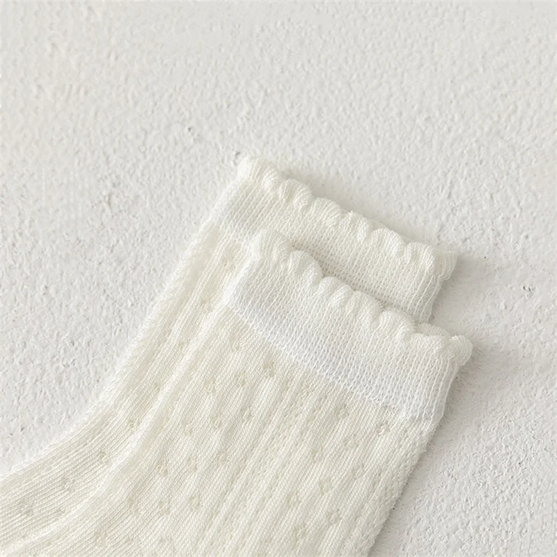 5 par/lote calcetines blancos de malla para niñas calcetines finos transpirables de verano para niñas calcetines de encaje de princesa de moda dulce nuevo 2-12 años - imagen 5