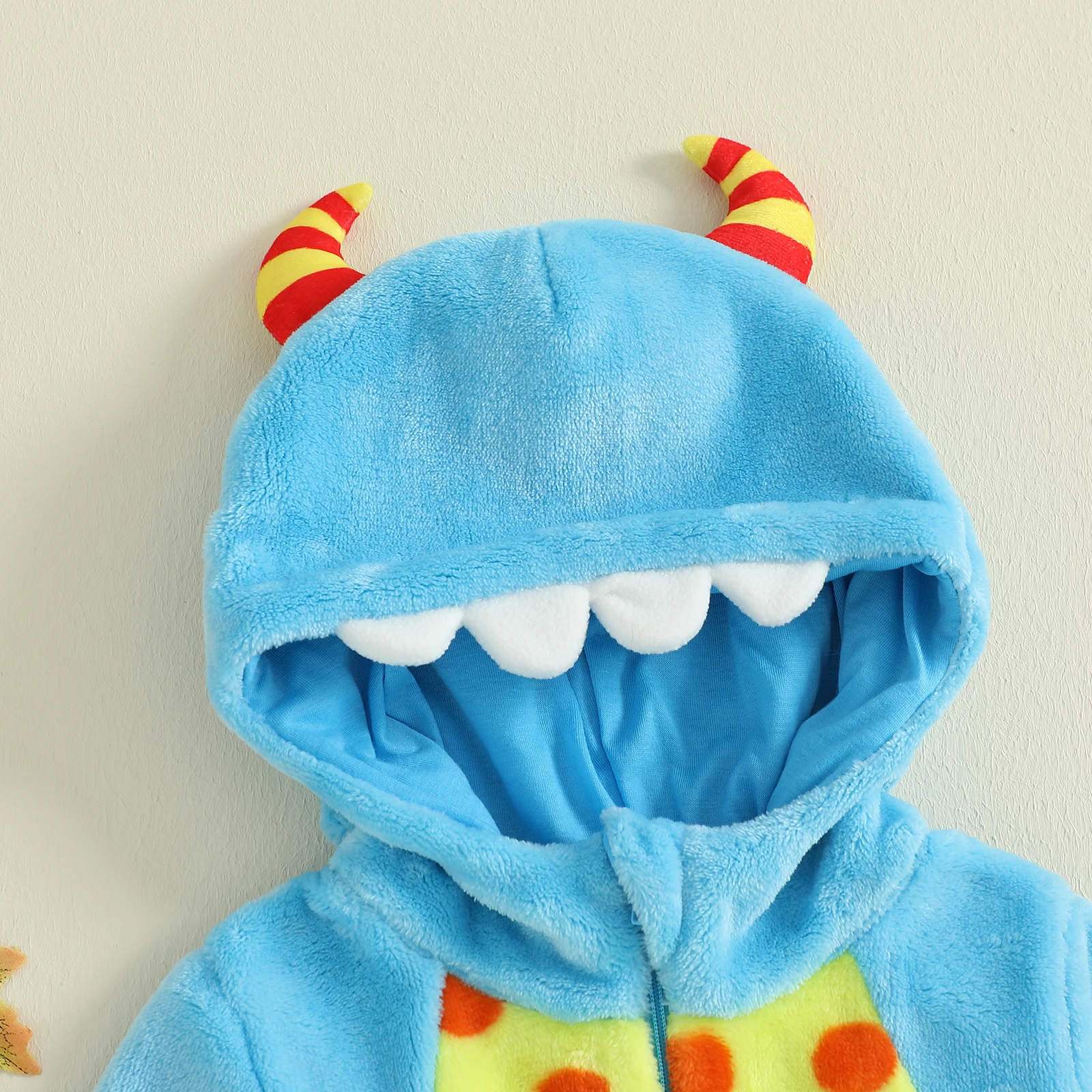 Bebé niño niñas Halloween mono casual manga larga con cremallera de felpa con capucha dinosaurio mamelucos - imagen 4