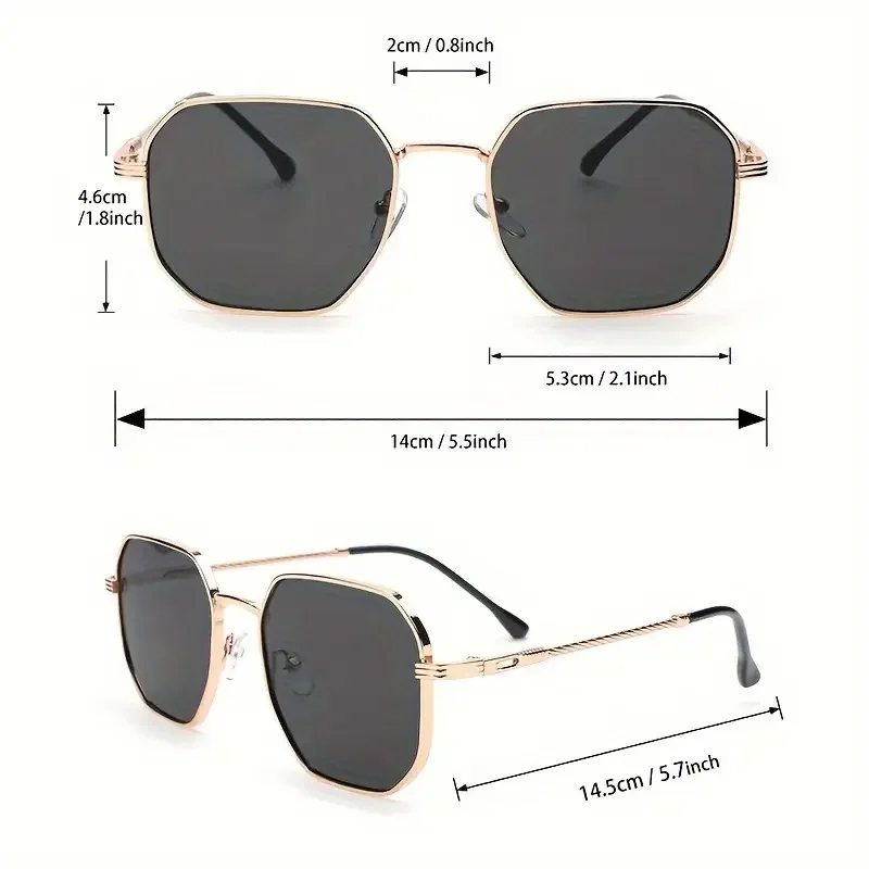 1 pieza de gafas de moda para mujeres y hombres, gafas octogonales con marco de metal poligonal retro para viajes de fiesta en la playa - imagen 4