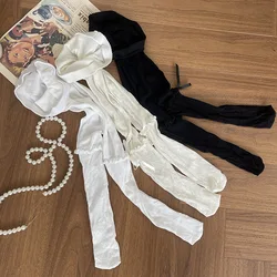 Medias de ballet con encaje y lazo para niñas, estilo princesa
