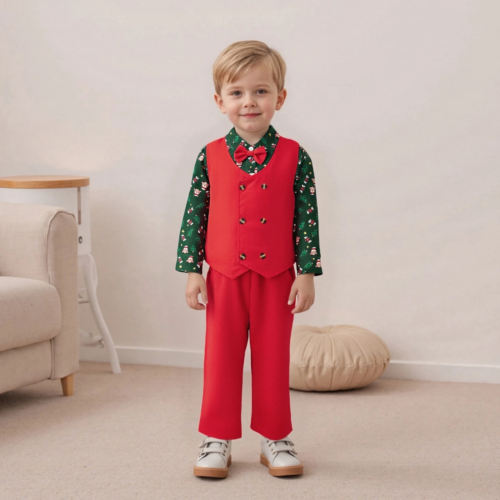 ViSgogo conjunto Navidad niño pequeño chaleco animal pantalón elástico - imagen 3