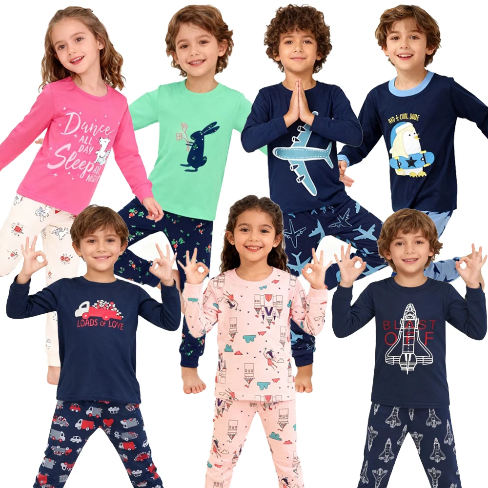 Conjuntos de pijamas suaves manga larga con motivos para bebés y niñas