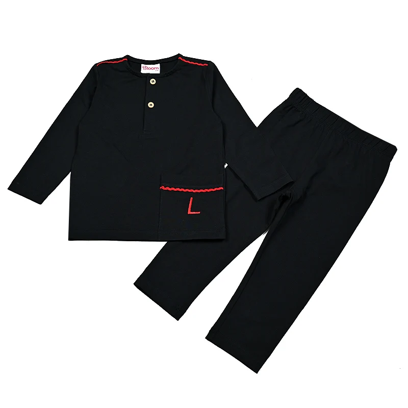 Conjunto negro manga larga niña top y pantalón cuello peter pan - imagen 2