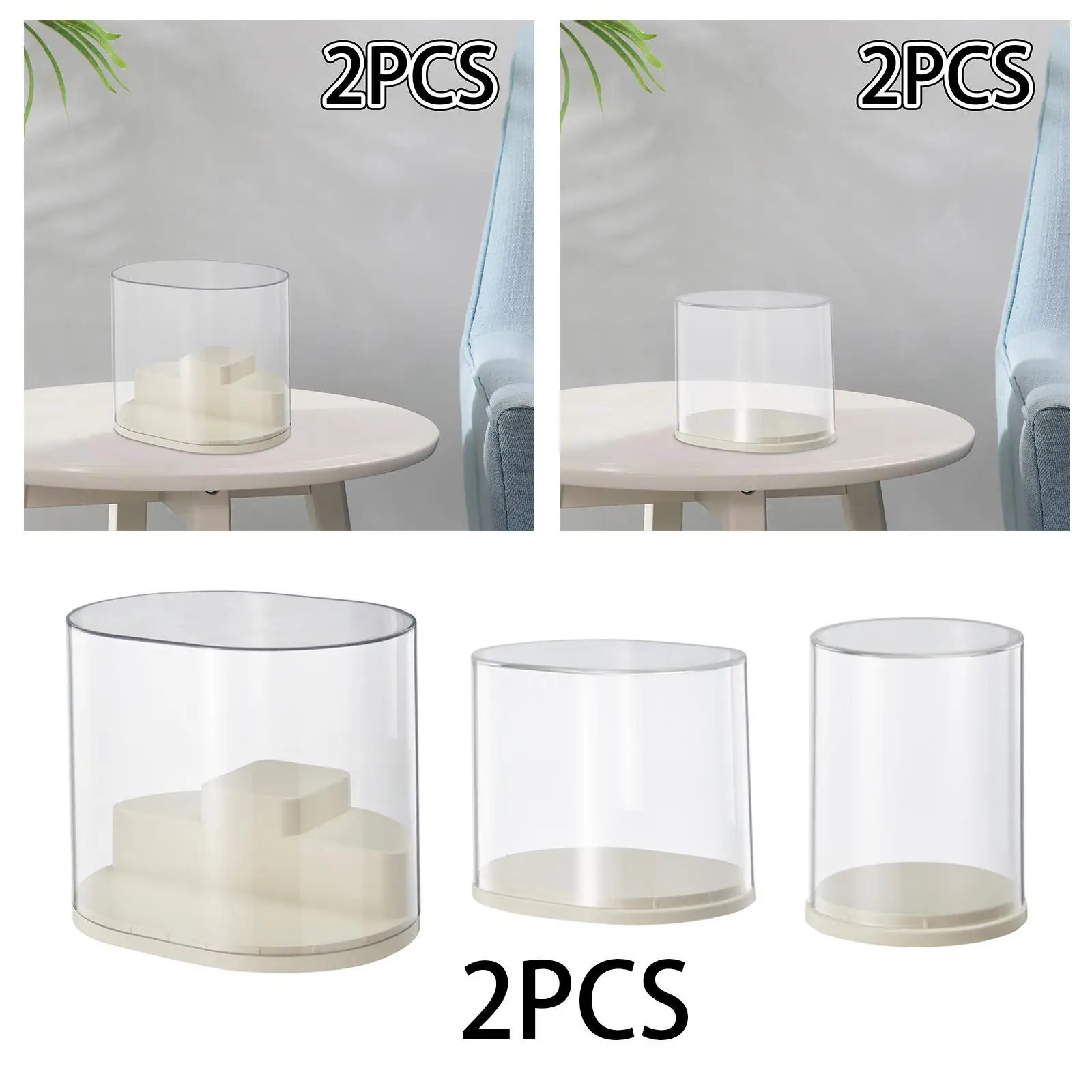 2Pcs Clear Display Case Clear Doll Display Stand for Toy Perfume 