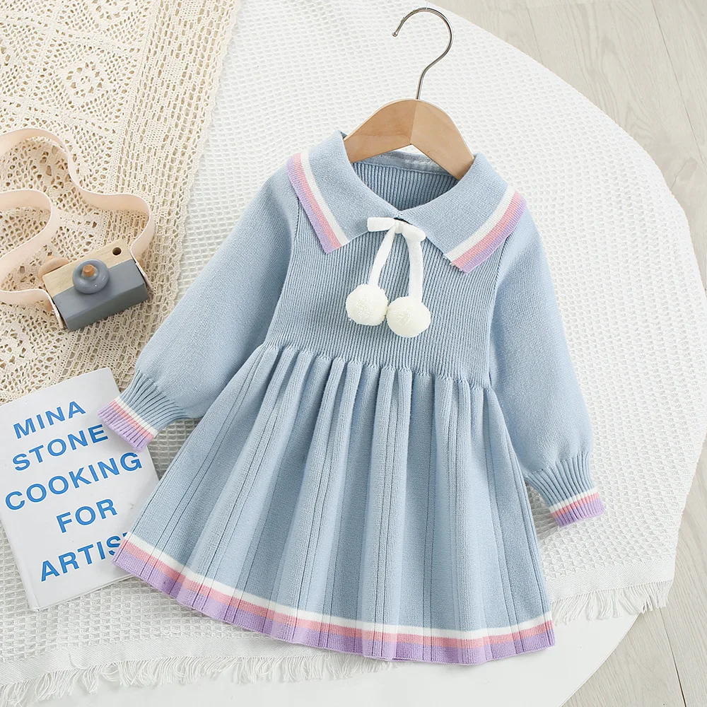 MILANCEL Vestido de punto para niña – Estilo otoño