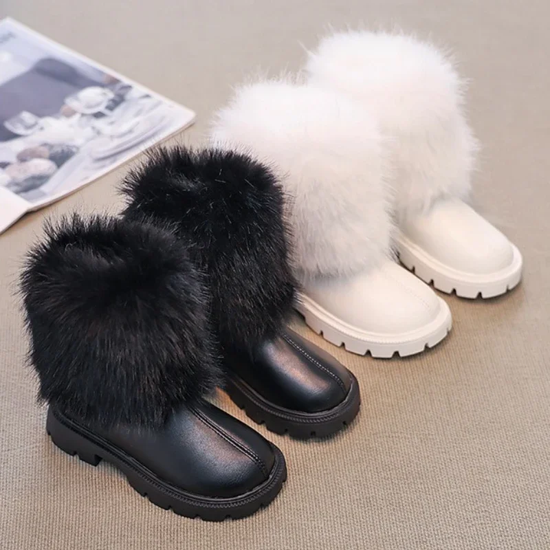 Botas de moda para niña, zapatos versátiles de invierno a la moda para niña, Botas de rendimiento de felpa simples, Botas informales clásicas elegantes Retro, Botas 2025 - imagen 5