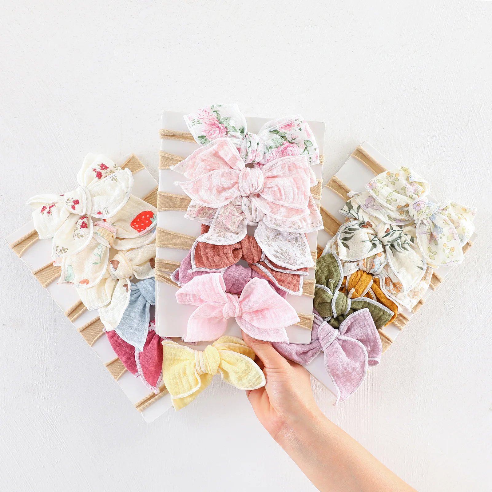 6 unids/set nuevo lazo de colores diadema para niñas lindo sombrero para bebé recién nacido turbante envolturas para la cabeza capó para niños diademas accesorios para el cabello