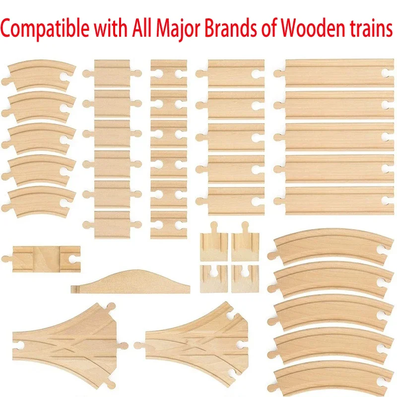Accesorios de vía de tren de madera, ferrocarril de tren Compatible con trenes de madera, vías de madera, ferrocarril con todas las marcas de trenes, envío directo - imagen 4
