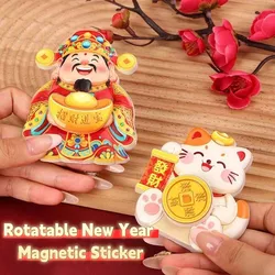 Pegatina magnética giratoria de Año Nuevo, imanes 3D reutilizables de dibujos animados para refrigerador, bonito dios de la riqueza, pegatina para refrigerador de gato de la suerte