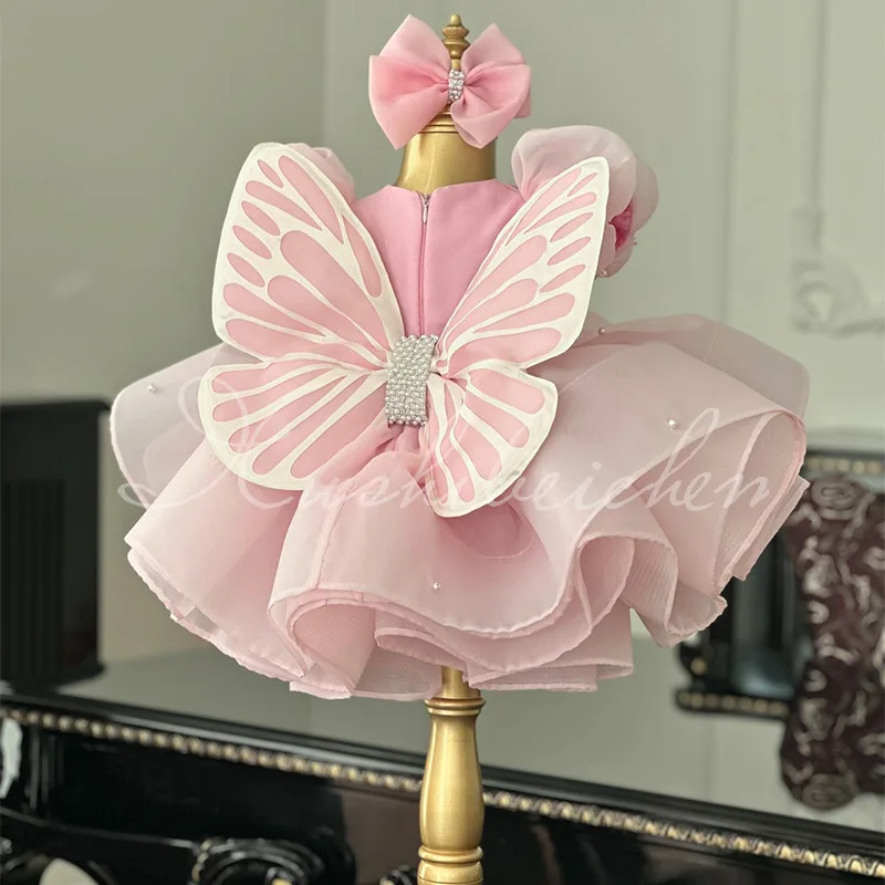 Vestido para niñaConjunto de vestido de princesa infantil con mangas de burbujas y mangas de piano, para el primer cumpleaños de una niña - imagen 2