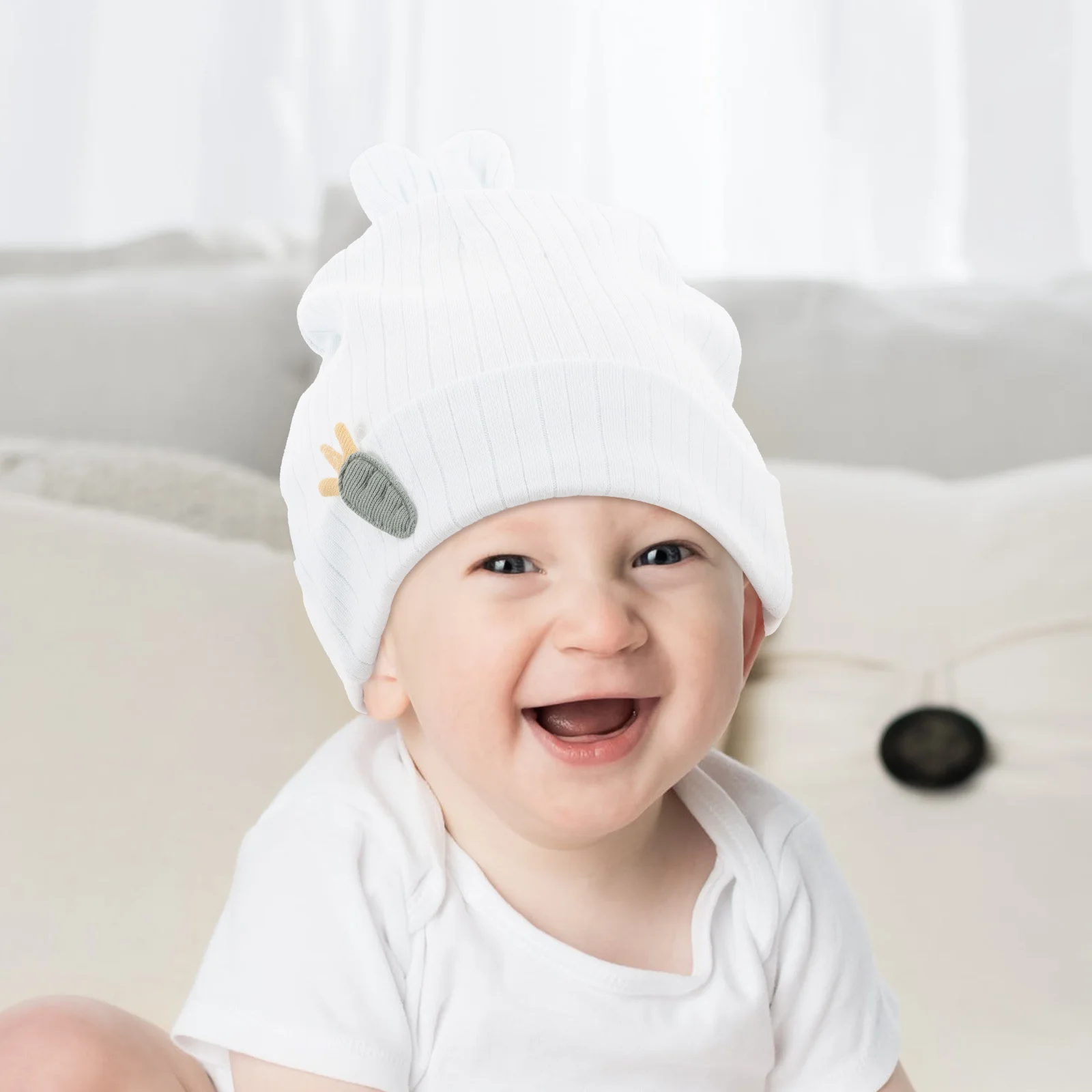 Gorro de algodón para niñas recién nacidas, gorro para niñas, diseño de Orejas de conejo, sombrero de primavera para niños, accesorios infantiles con Orejas de conejo - imagen 5